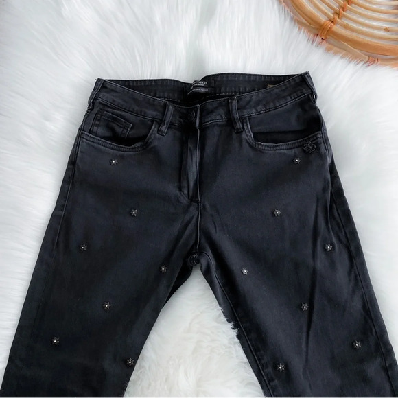 Scotch and Soda Petit Ami Slim Boyfriend Jeans Star Jewel Bling Gray Black 25 - Picture 6 of 14